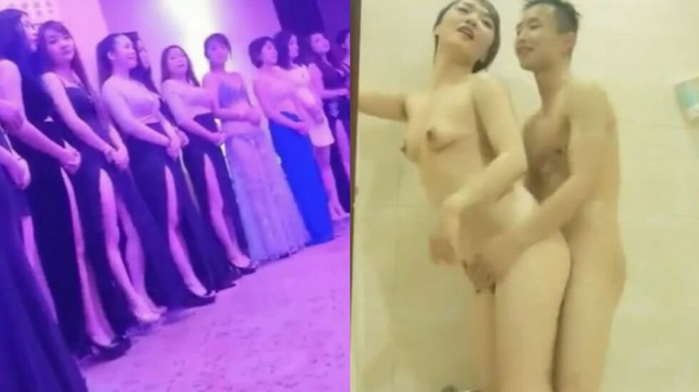 广东桑拿会所1600元选的包臀裙性感美女,男的太能操了把美女